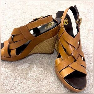 Tory Burch leather wedge heels size 9
